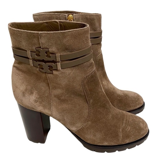 Tory Burch Leigh Suede Lug Sole Boots in River Rock - Picture 1 of 6